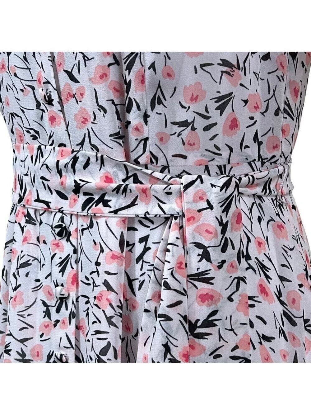 Talbots Pink Green Floral Cottagecore Short Sleeve Button-Up Dress Size 4 - Picture 6 of 11
